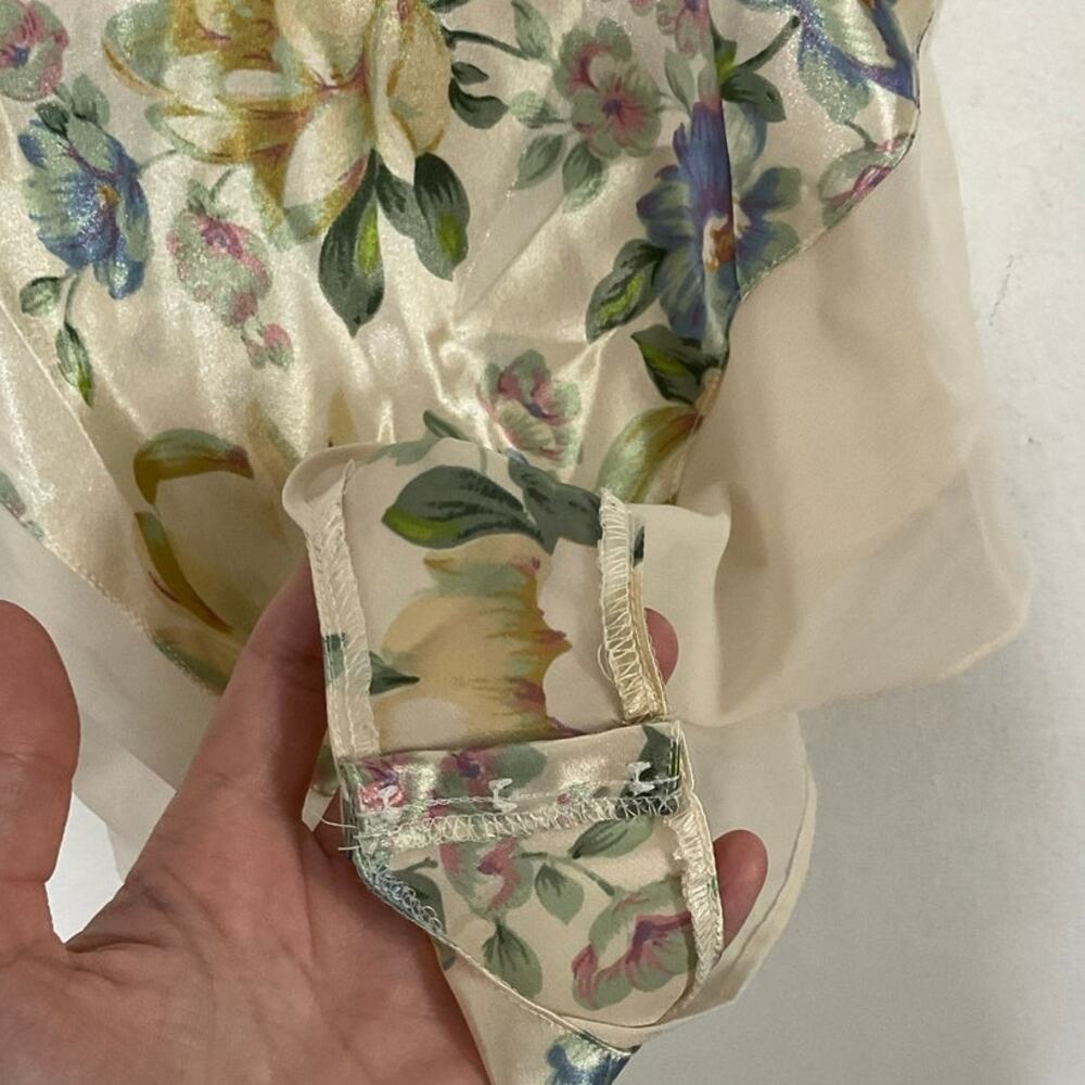 VTG 90s Lingerie Cacique Satin Floral Bodysuit Teddy Size Medium - Picture 5 of 7
